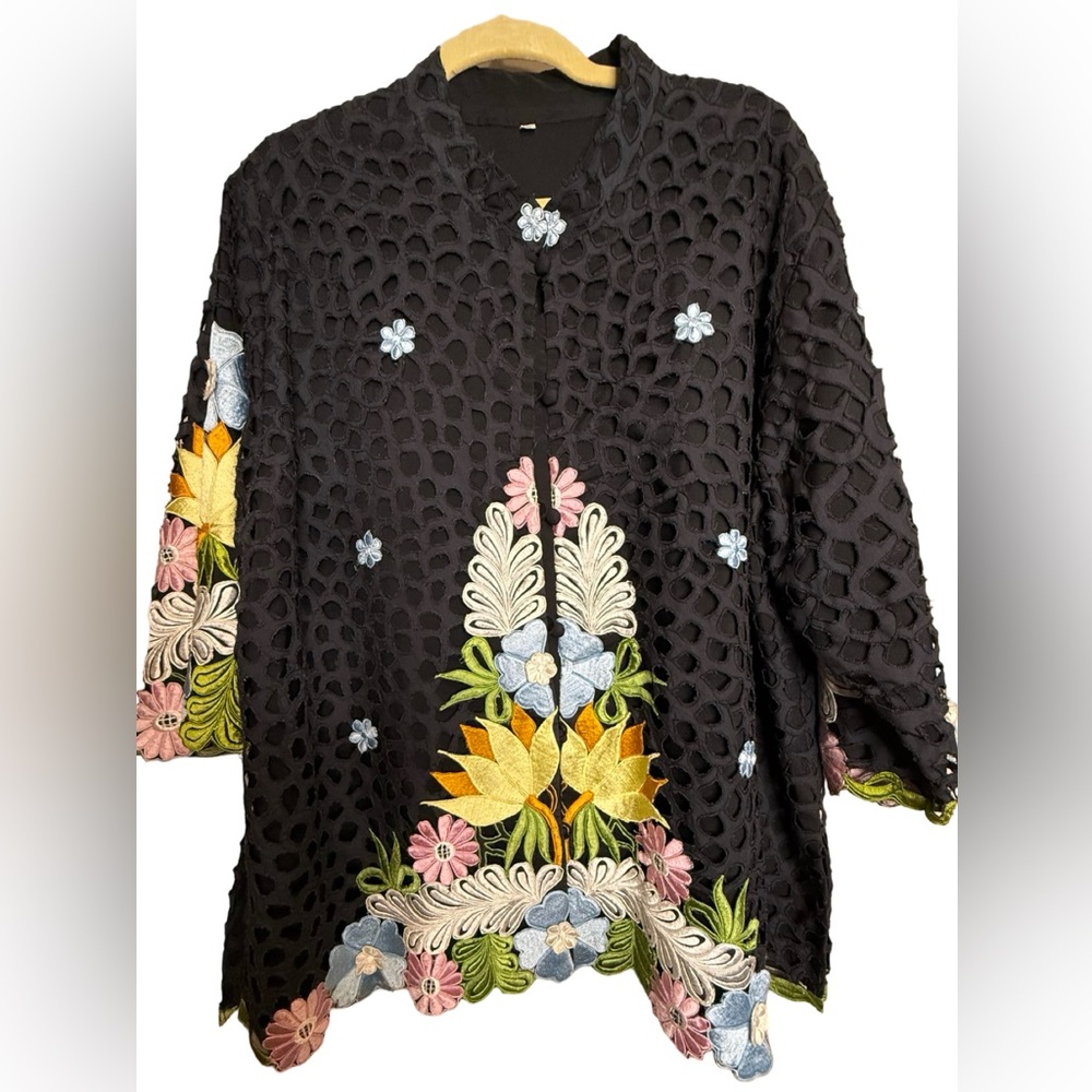 Embroidered Black Blazer